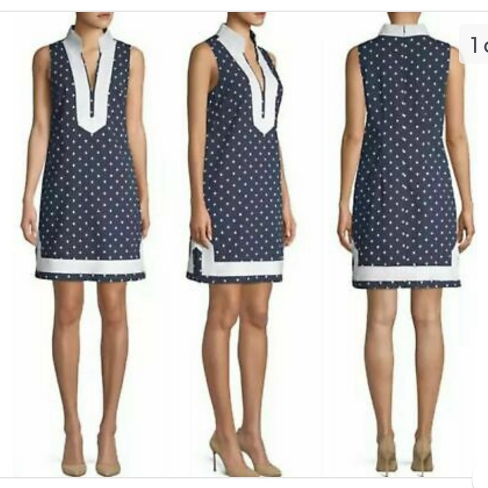 Eliza J Sleeveless Polka Dot Shift Dress